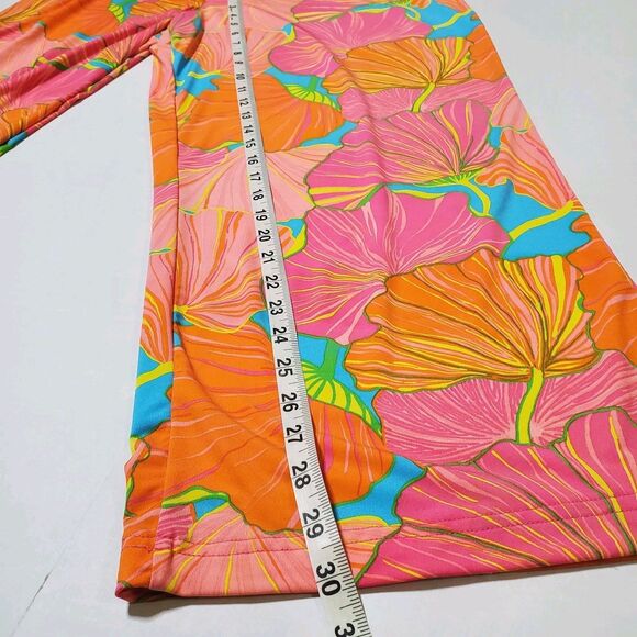 Trina Turk Juju Ginko Printed Jumpsuit Size L Pink Orange Flared Womens - Picture 9 of 11